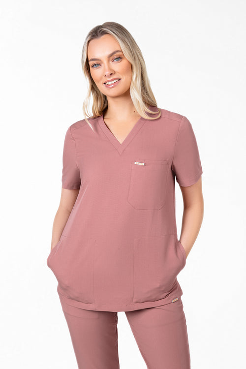 Tasca Women's V Neck Four pockets Scrub With Invisible Side Pockets