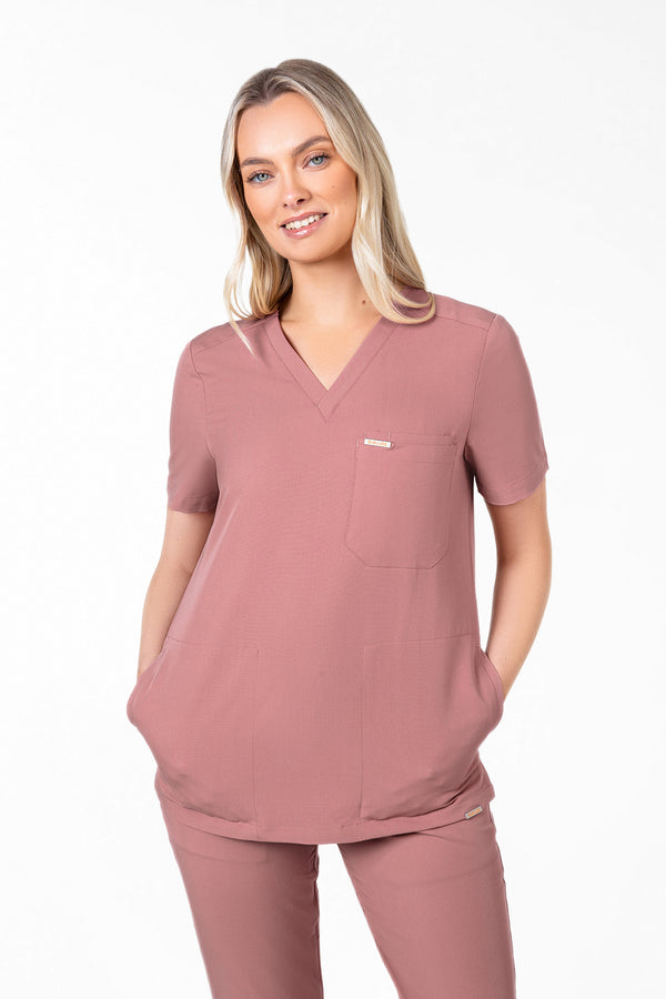 Tasca Women's V Neck Four pockets Scrub With Invisible Side Pockets