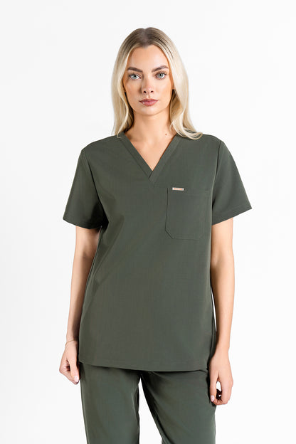 Kaizen V Neck One Pocket Scrub Top Womens