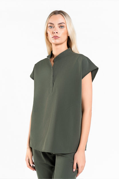 Mandarin Womens Collar Scrub Top