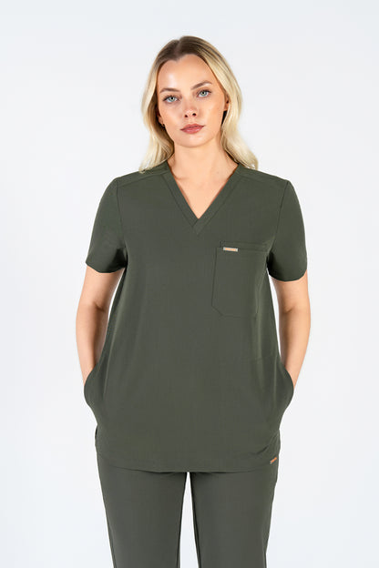 Tasca Women's V Neck Four pockets Scrub With Invisible Side Pockets