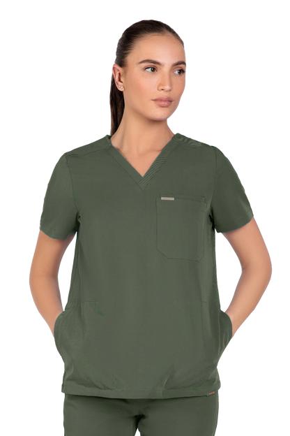 Tasca Women's V Neck Four pockets Scrub With Invisible Side Pockets