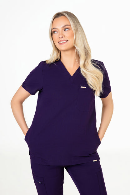 Tasca Women's V Neck Four pockets Scrub With Invisible Side Pockets