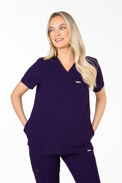 Tasca Women's V Neck Four pockets Scrub With Invisible Side Pockets