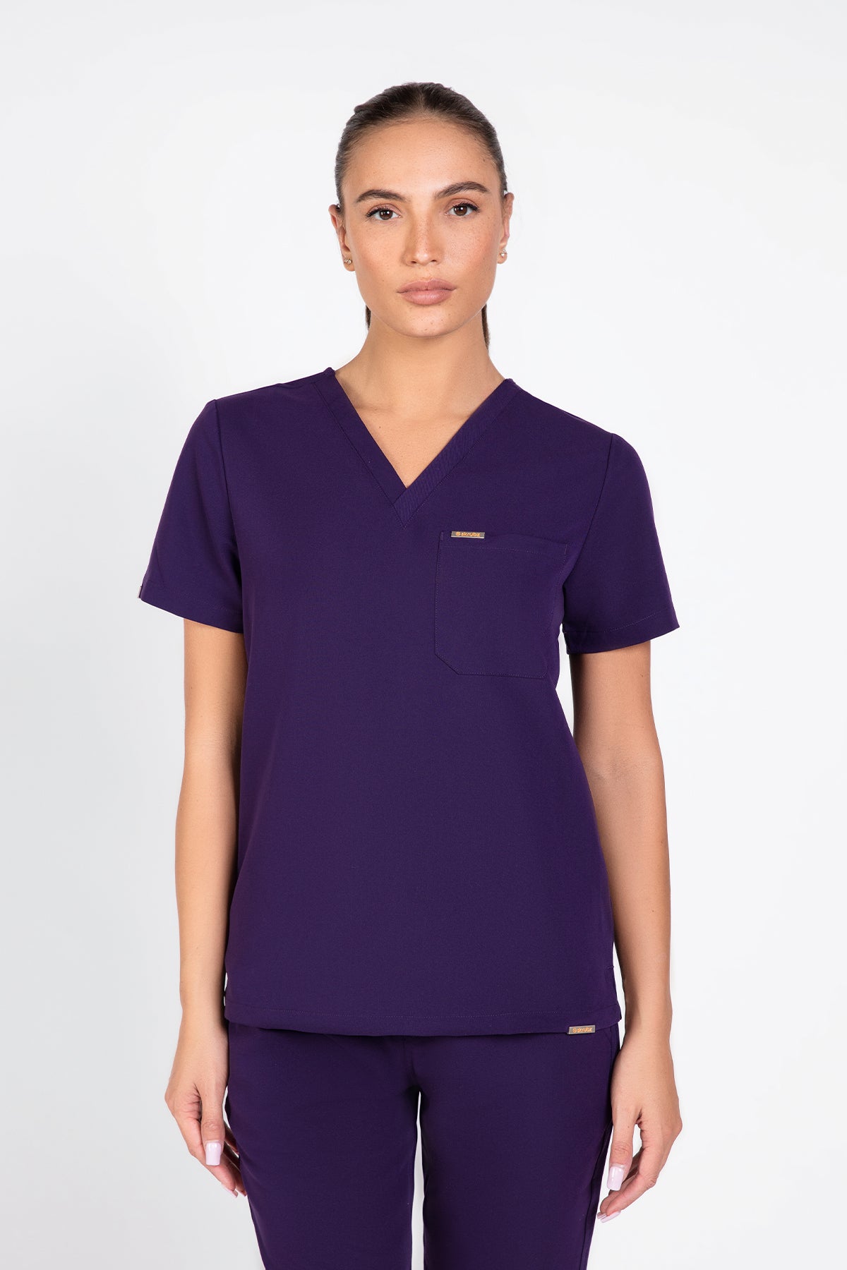 Kaizen V Neck One Pocket Scrub Top Womens