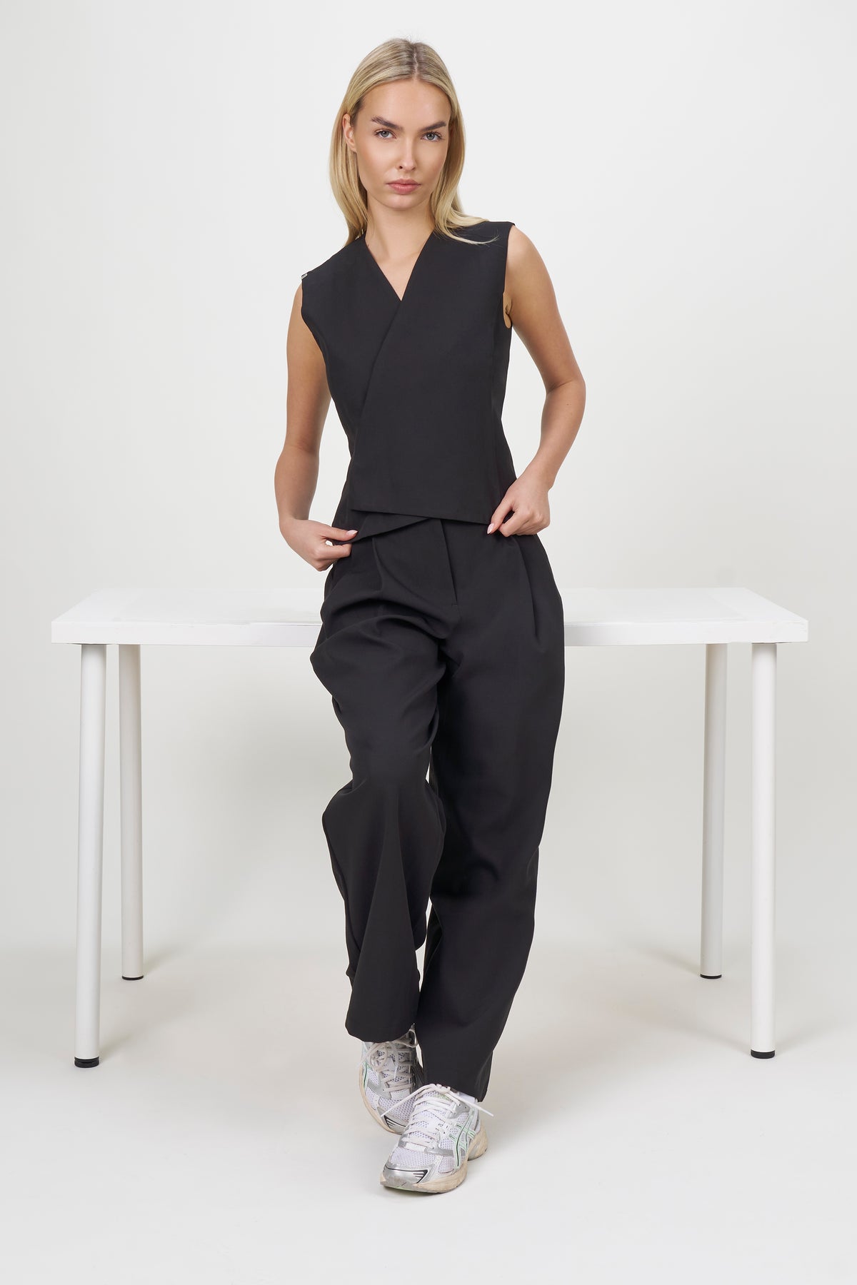 Ori Pleated Wide Leg Scrub Pants