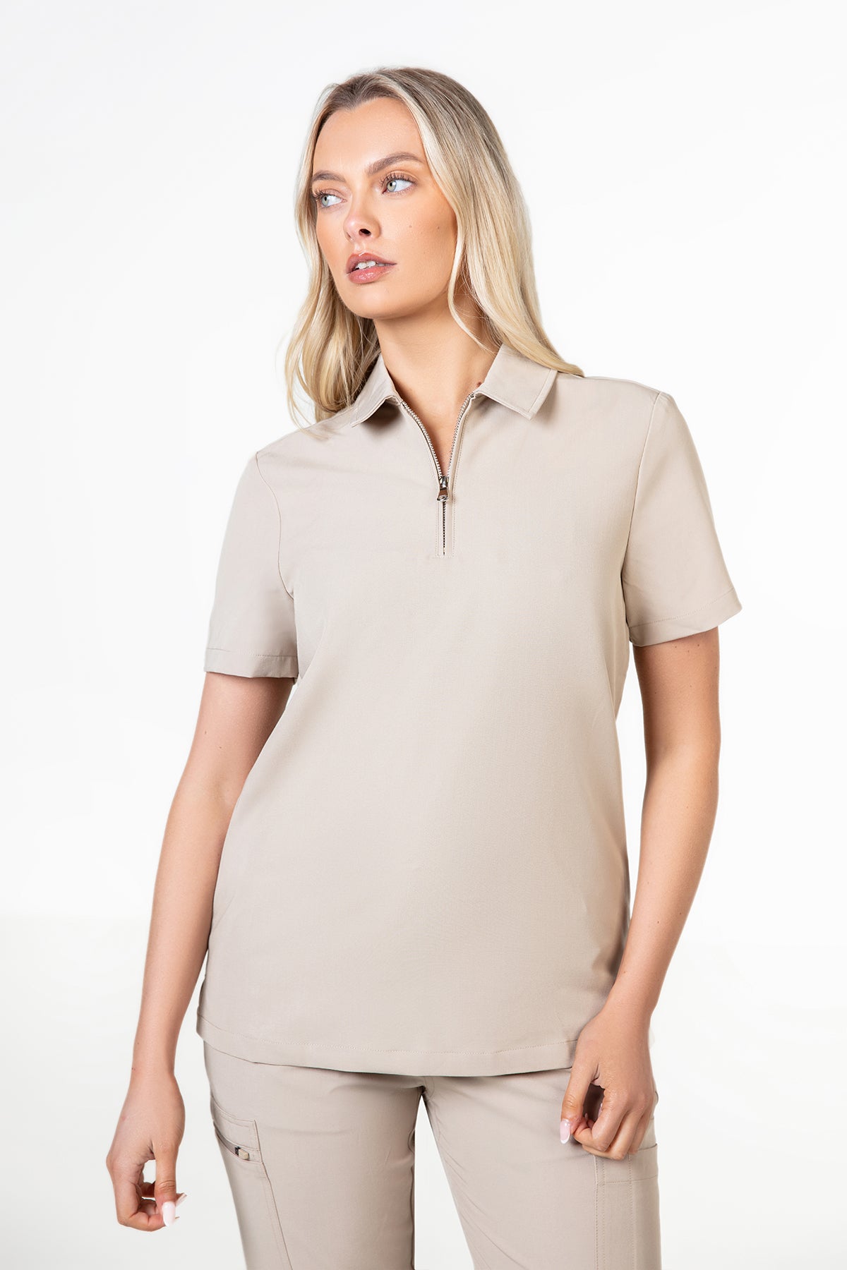 Kiro Zip Neck Polo Scrub Womens NewGen