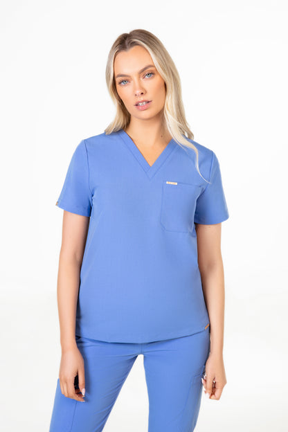 Kaizen V Neck One Pocket Scrub Top Womens