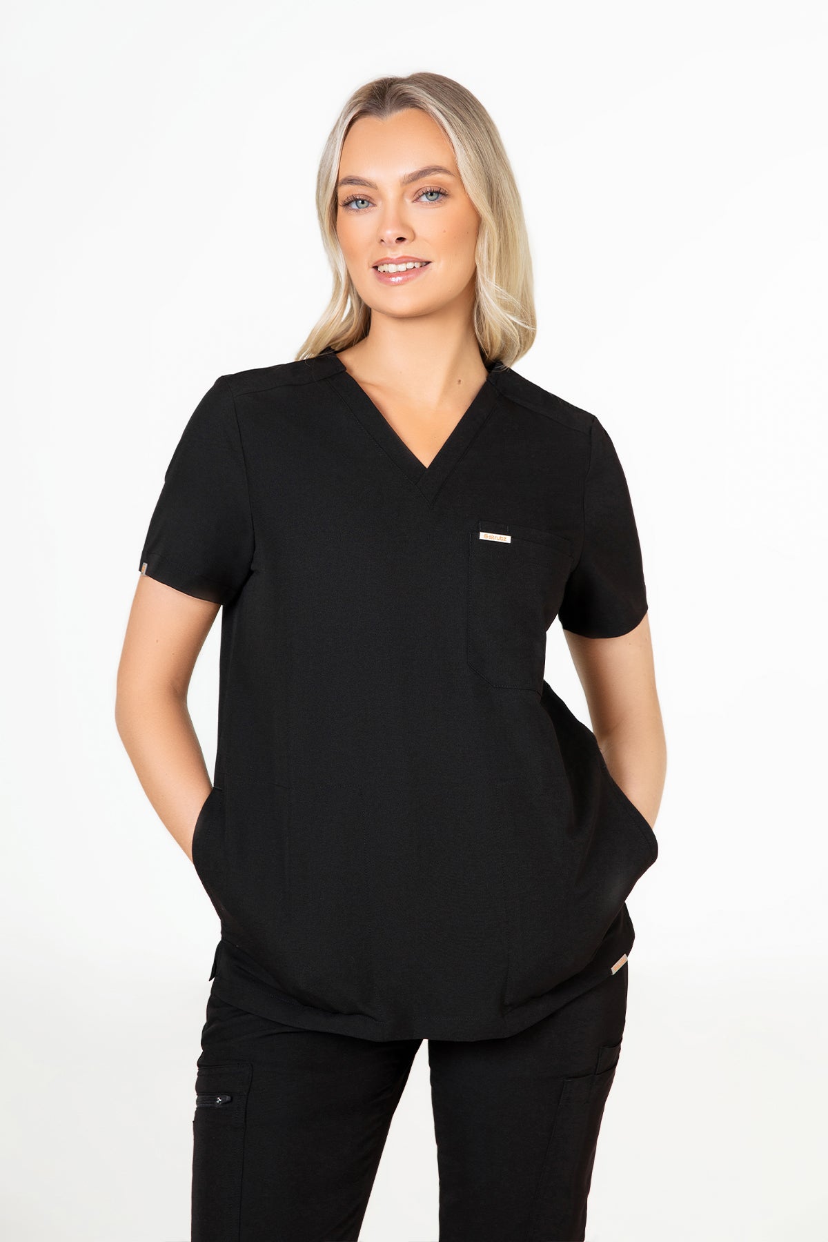 Tasca Women's V Neck Four pockets Scrub With Invisible Side Pockets