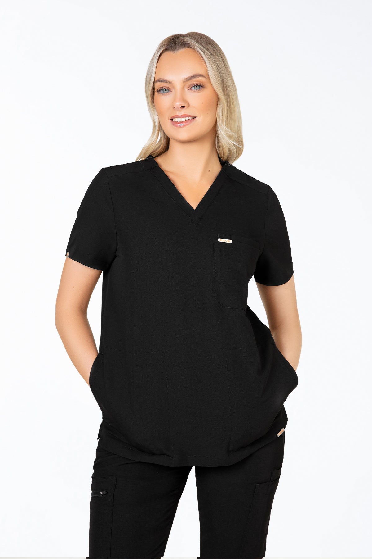 Tasca Women's V Neck Four pockets Scrub With Invisible Side Pockets