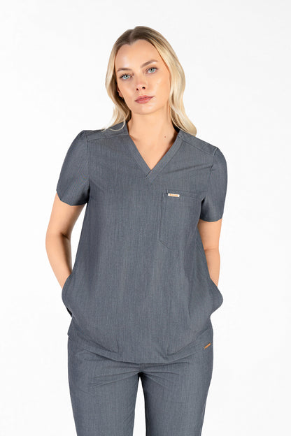 Tasca Women's V Neck Four pockets Scrub With Invisible Side Pockets