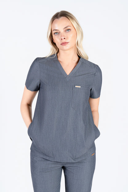 Tasca Women's V Neck Four pockets Scrub With Invisible Side Pockets