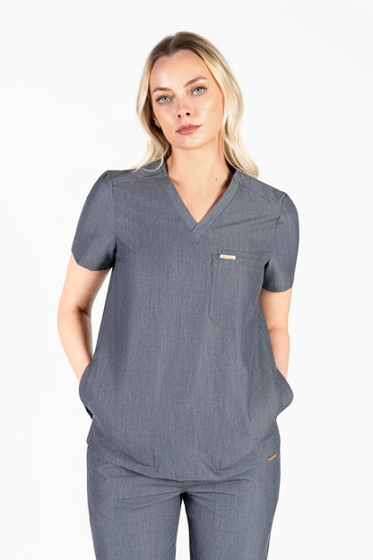 Tasca Women's V Neck Four pockets Scrub With Invisible Side Pockets