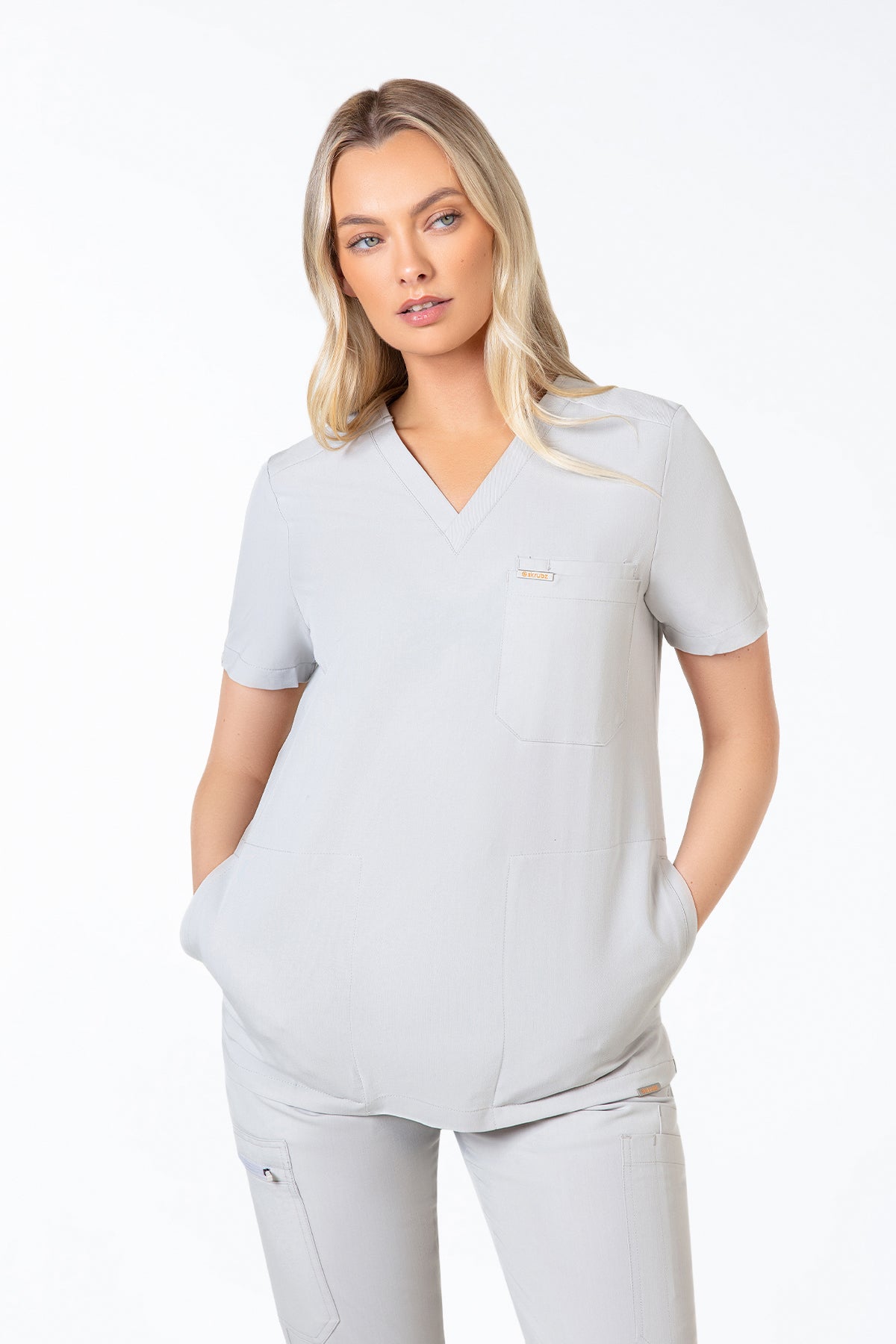 Tasca Women's V Neck Four pockets Scrub With Invisible Side Pockets
