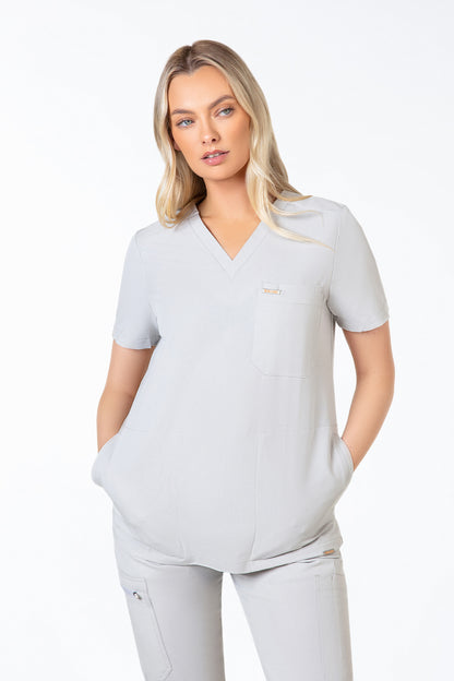 Tasca Women's V Neck Four pockets Scrub With Invisible Side Pockets