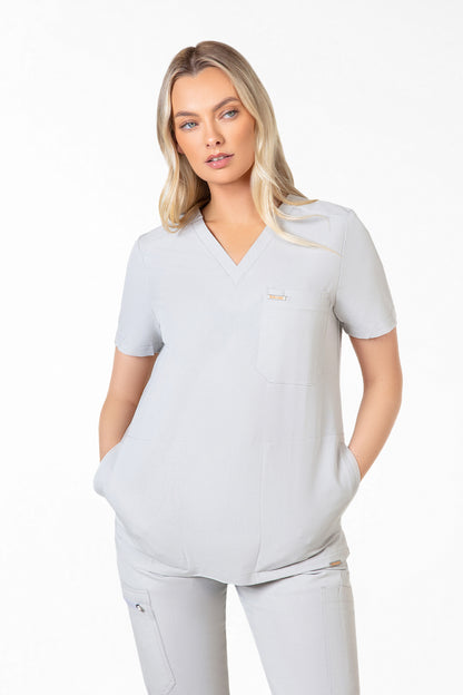 Tasca Women's V Neck Four pockets Scrub With Invisible Side Pockets