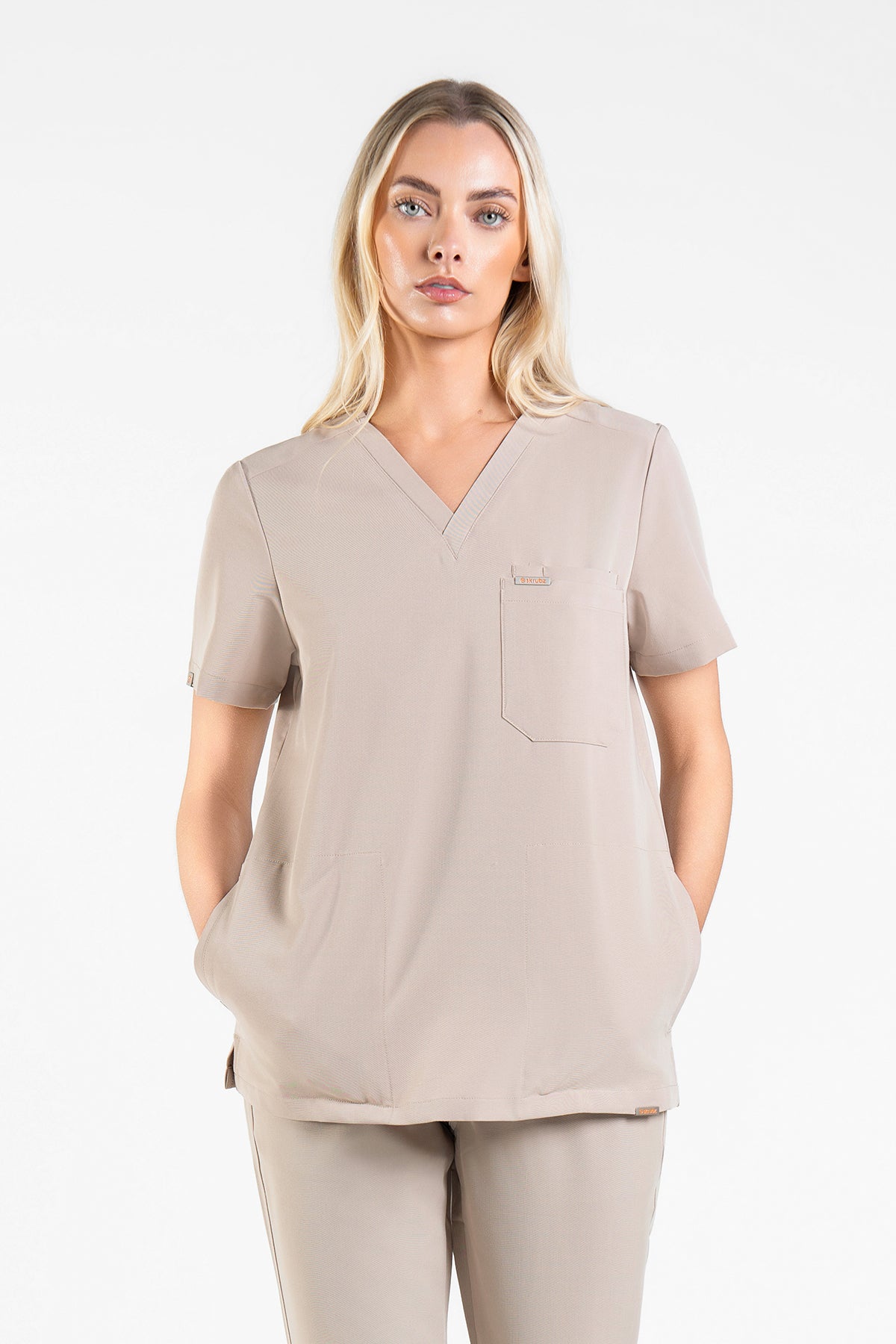 Tasca Women's V Neck Four pockets Scrub With Invisible Side Pockets