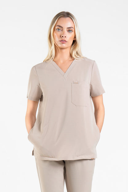 Tasca Women's V Neck Four pockets Scrub With Invisible Side Pockets