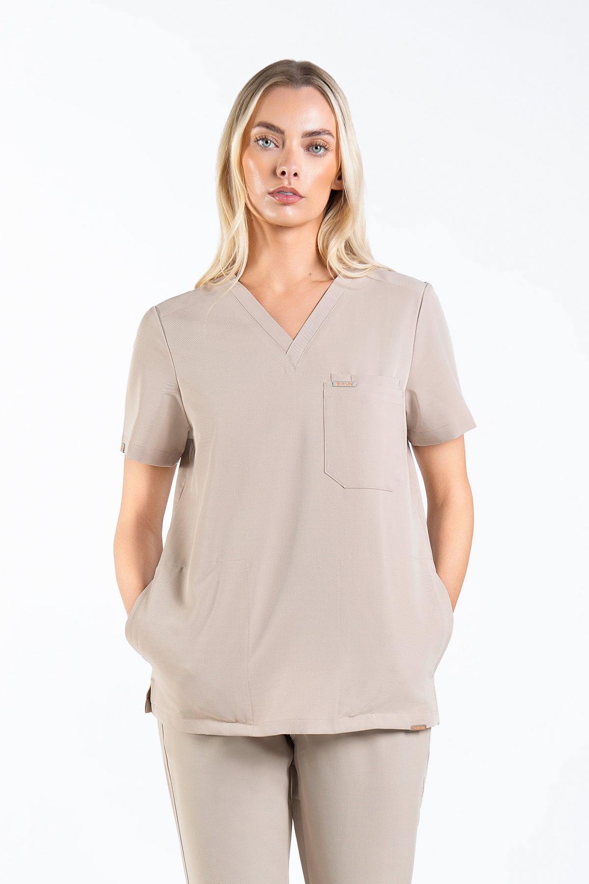 Tasca Women's V Neck Four pockets Scrub With Invisible Side Pockets