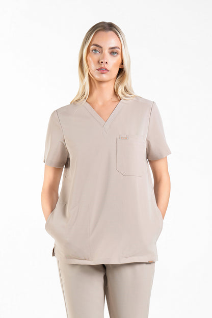 Tasca Women's V Neck Four pockets Scrub With Invisible Side Pockets