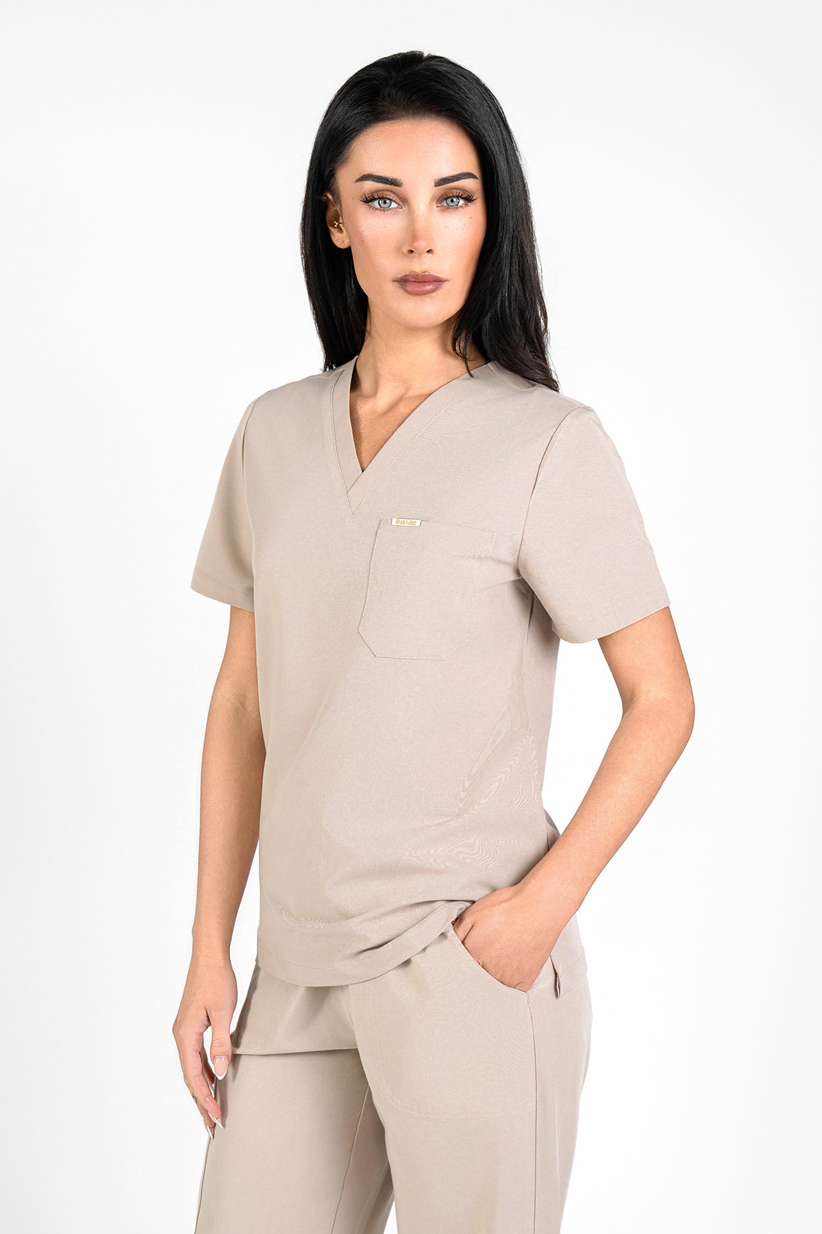 Kaizen V Neck One Pocket Scrub Top Womens