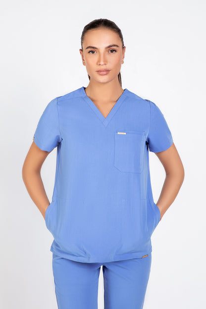 Tasca Women's V Neck Four pockets Scrub With Invisible Side Pockets