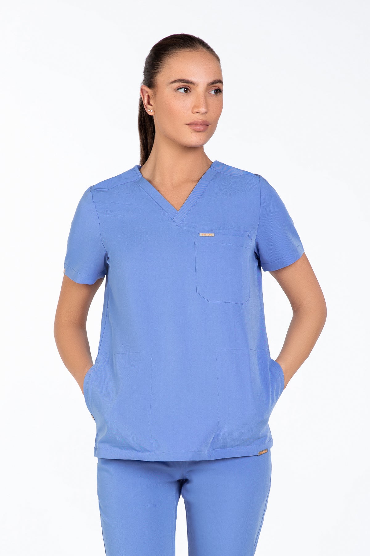 Tasca Women's V Neck Four pockets Scrub With Invisible Side Pockets