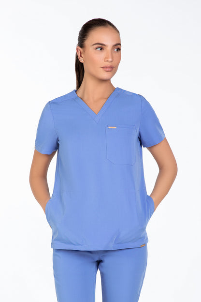 Tasca Women's V Neck Four pockets Scrub With Invisible Side Pockets