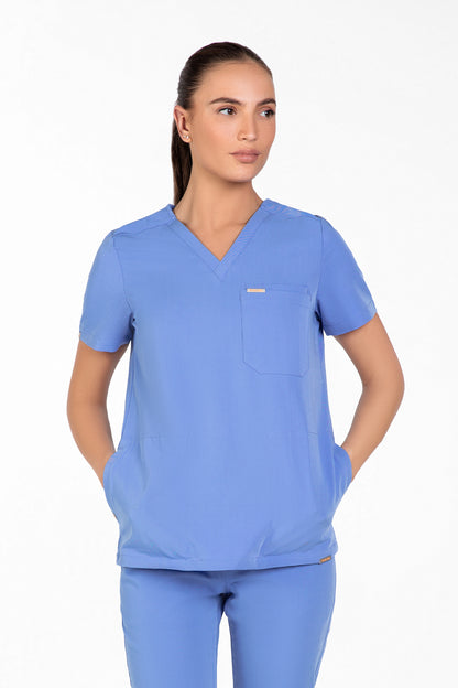 Tasca Women's V Neck Four pockets Scrub With Invisible Side Pockets