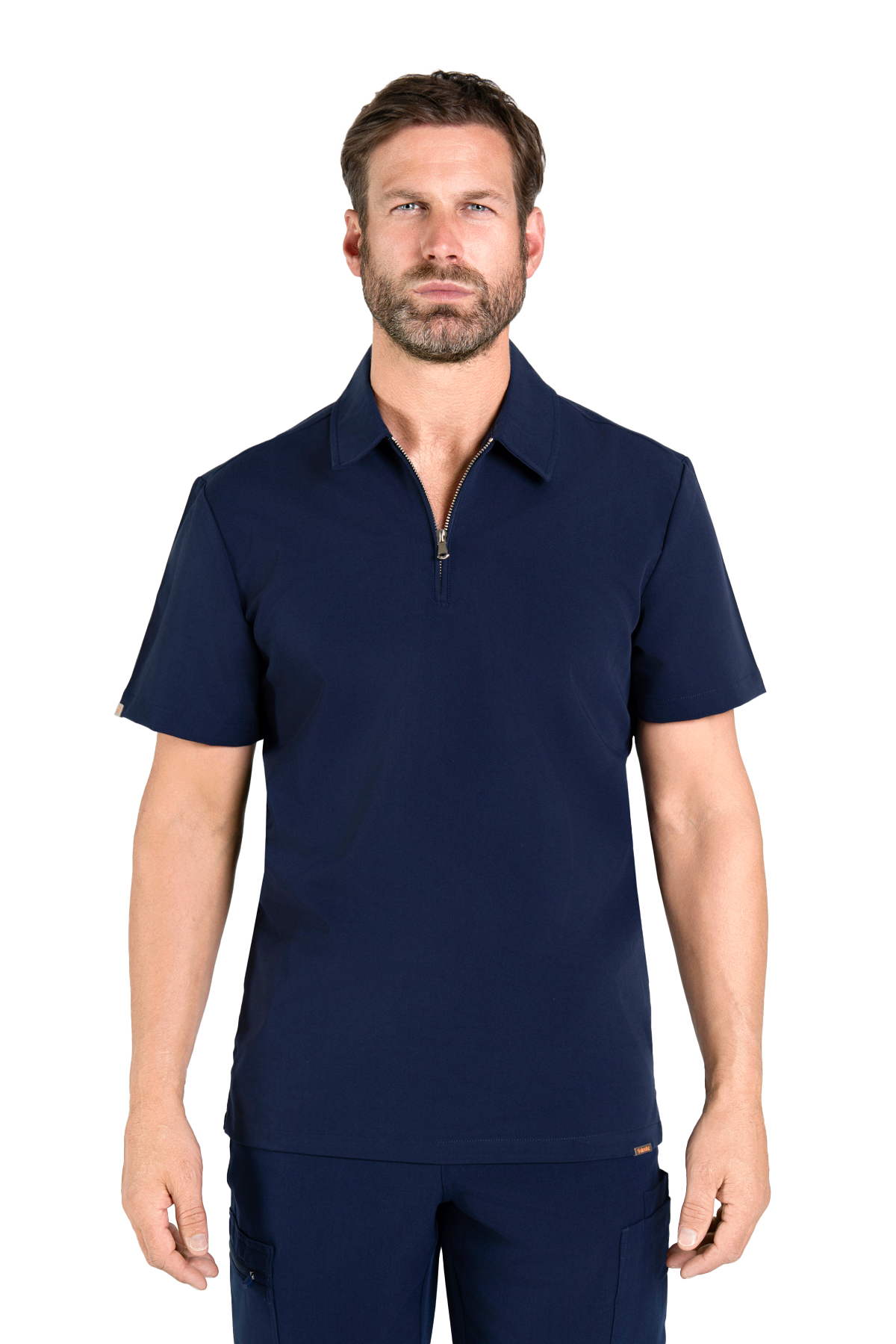 Kiro Zip Neck Polo Scrub Mens NewGen - Navy, XL
