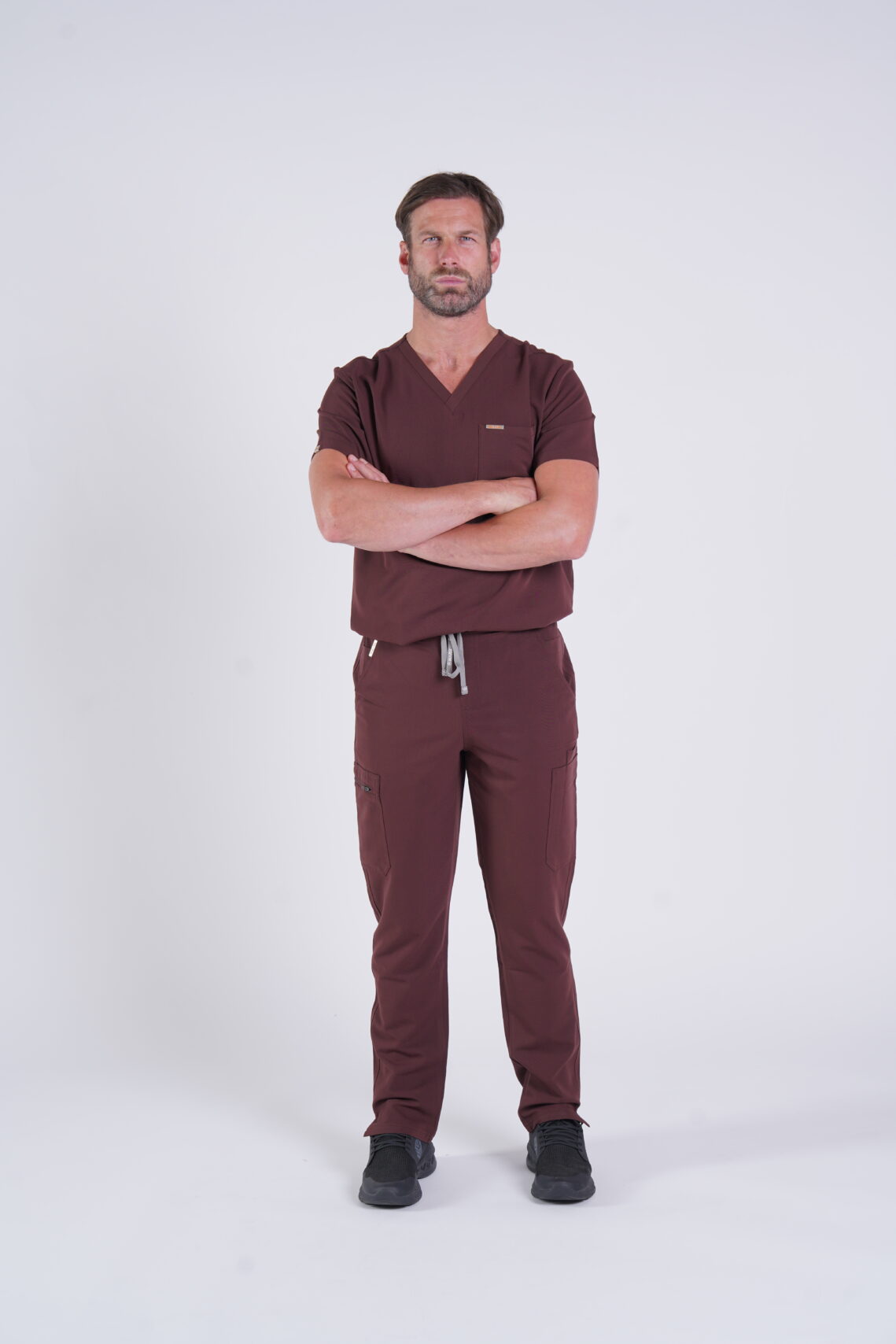 Hachiko Cargo Scrub pants 9 Pockets Mens - Chocolate Brown, XL